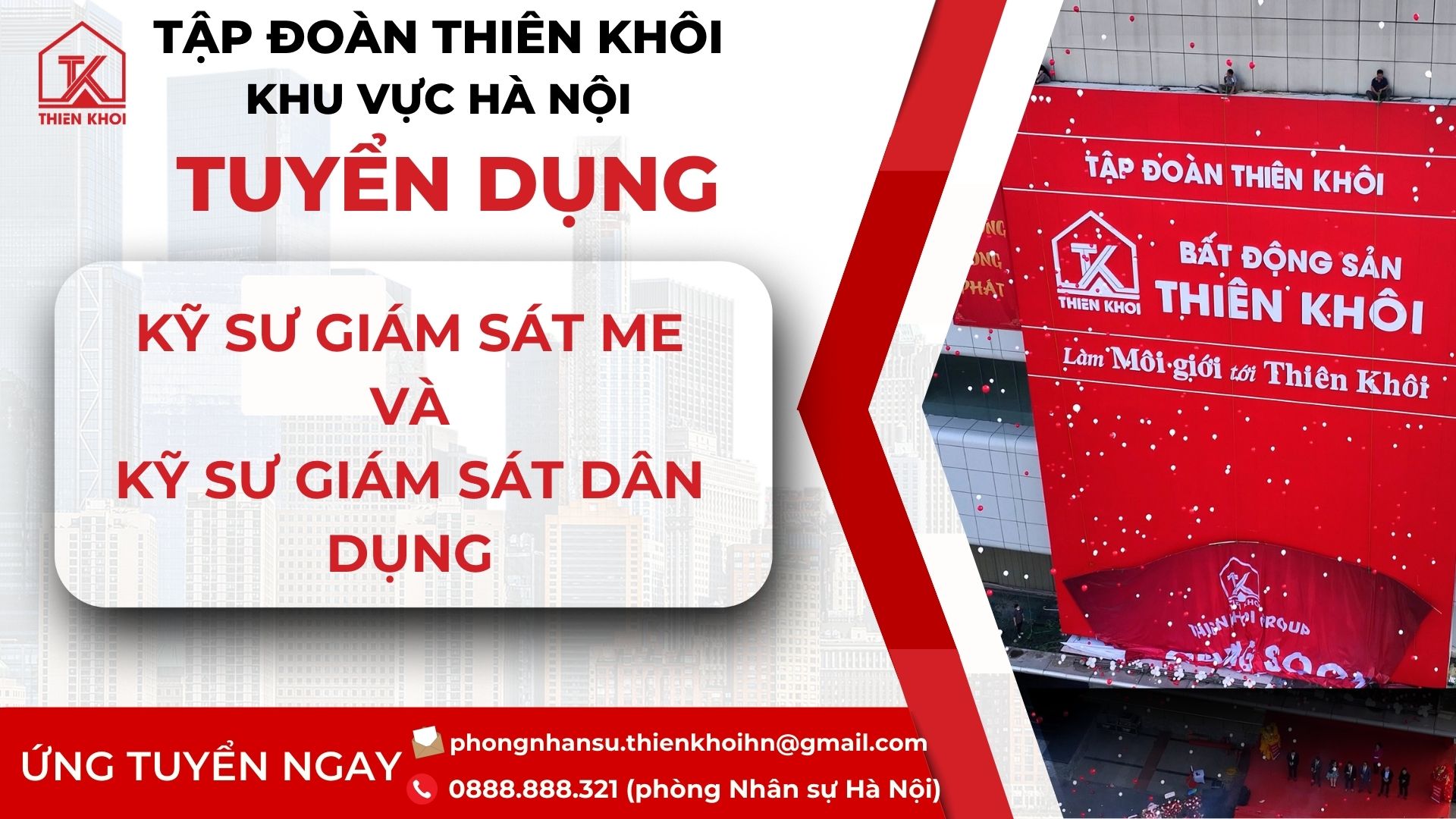 THIÊN KHÔI GROUP TUYỂN DỤNG KỸ SƯ GIÁM SÁT ME