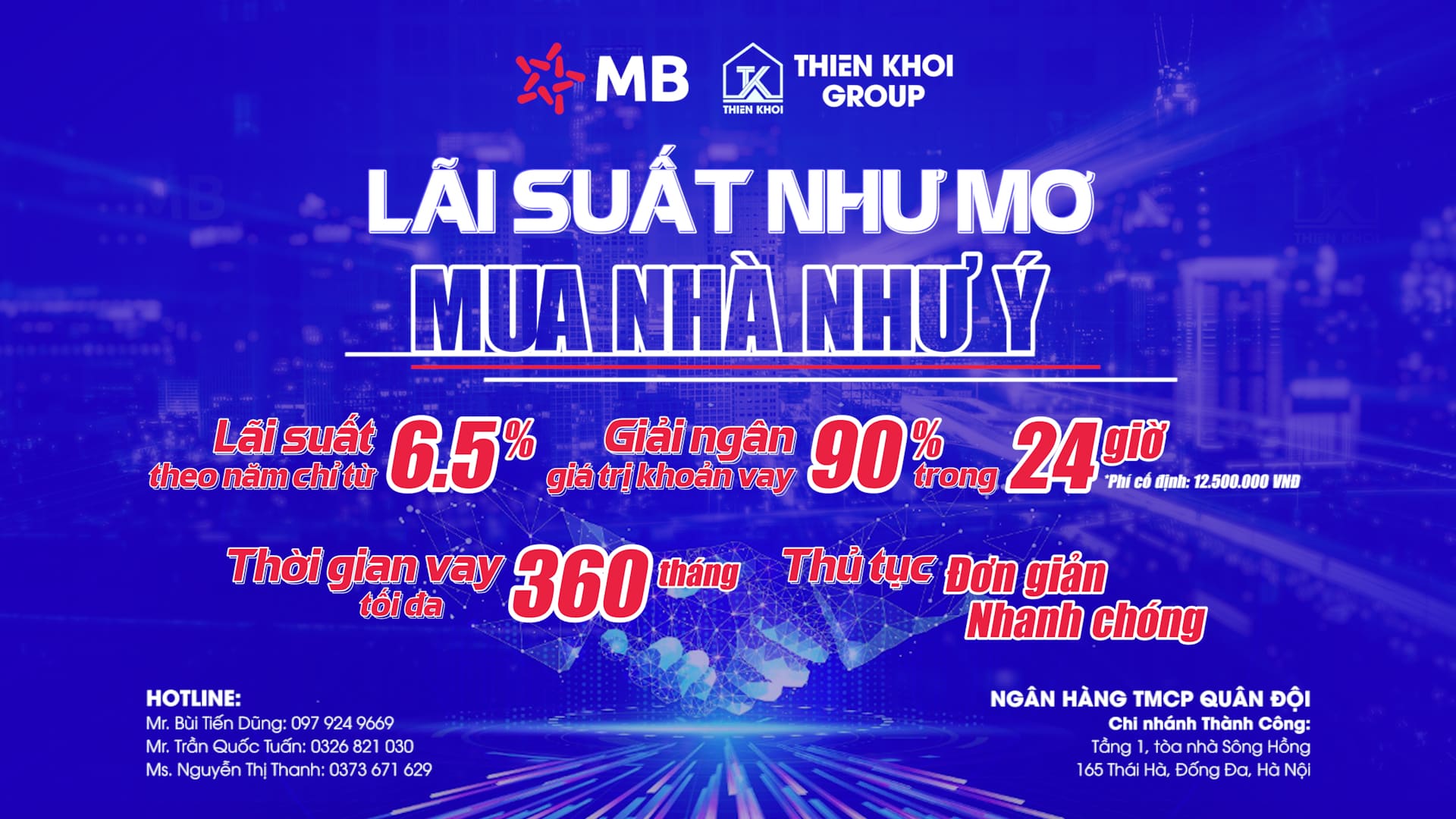 THIÊN KHÔI – MB BANK: LÃI SUẤT NHƯ MƠ, MUA NHÀ NHƯ Ý