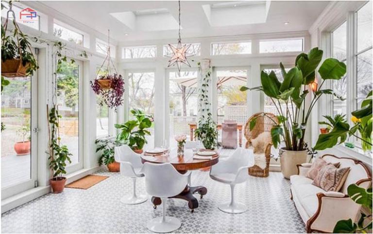 Sử dụng cây xanh thay vách ngăn để giảm khí từ hướng xấu