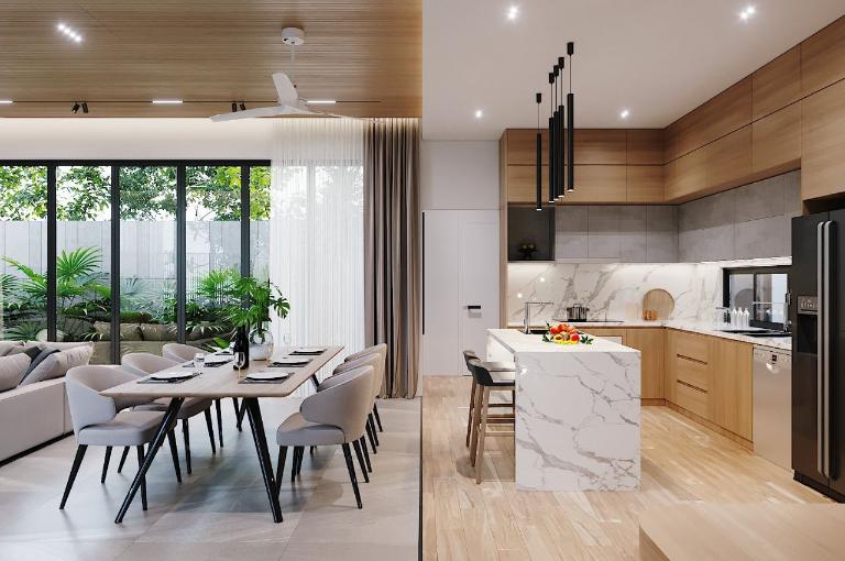 Vị trí bình phong, bếp hướng Tây, giường quay Tây Bắc.