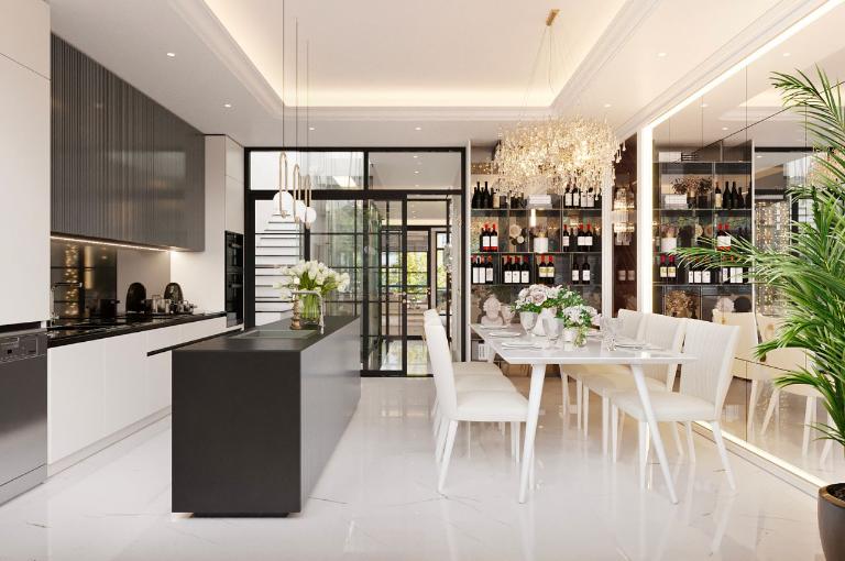 Đặt vị trí bếp ở chỗ ít đẹp rồi quay hướng của bếp về chỗ hướng hợp