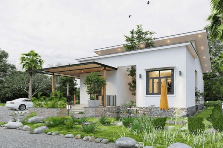 Nhà vườn 1 tầng phong cách hiện đại, sân vườn xanh mát