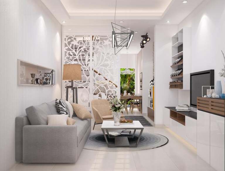 Nội thất tone trắng xám hợp với người mệnh kim