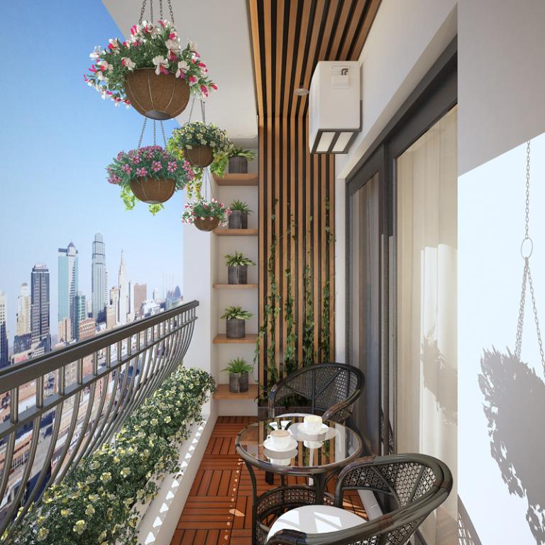 Ban công chung cư đón gió thoáng mát và ánh nắng tự nhiên