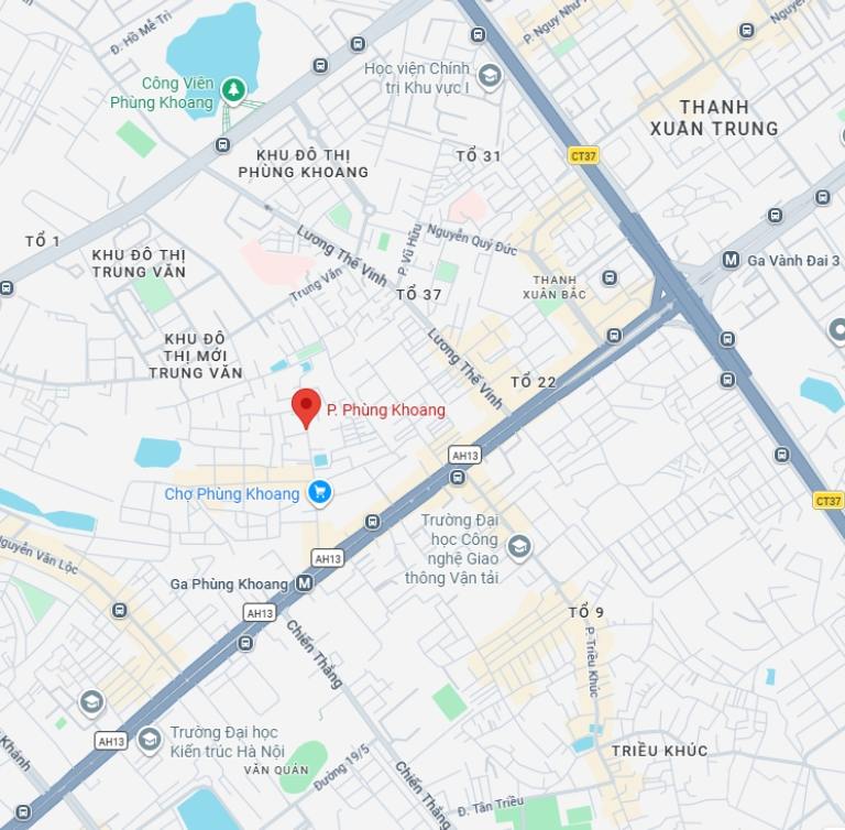 VỊ trí tại của khu phố Phùng Khoang
